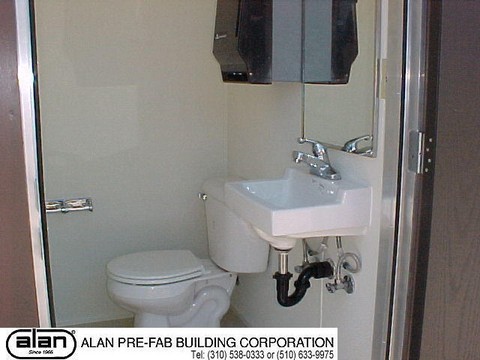 non ADA restroom in prefab building