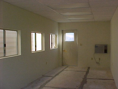 mobile office drywall interior