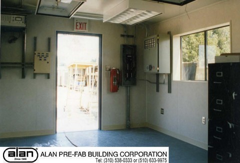 Steel frame industrial prefabricated portable building, SCADA, UPS enclosure, Control Room, compliant to IBC, CBC, ADA. Factory direct from Los Angeles California
