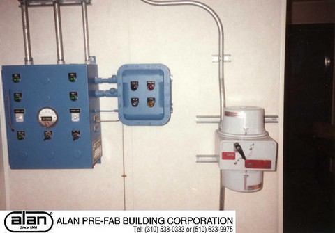 Steel frame industrial prefabricated portable building, SCADA, UPS enclosure, Control Room, compliant to IBC, CBC, ADA. Factory direct from Los Angeles California