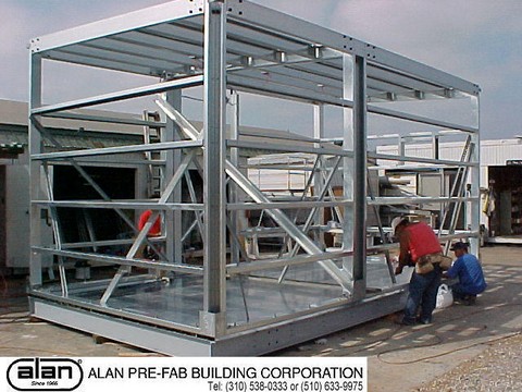 Steel frame industrial prefabricated portable building, SCADA, UPS enclosure, Control Room, compliant to IBC, CBC, ADA. Factory direct from Los Angeles California